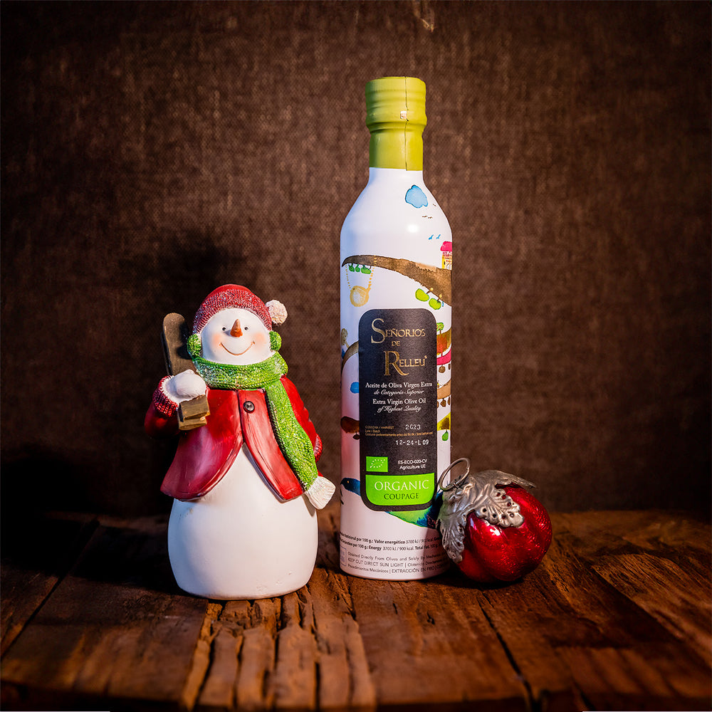 
                      
                        Casa Gomez Señorios de Relleu biologische organic coupage extra vierge olijfolie kerst
                      
                    