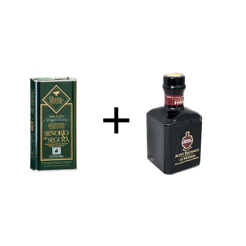 Voordeelpakket: Extra vierge olijfolie Señorio de Segura en Balsamico Azijn uit Modena