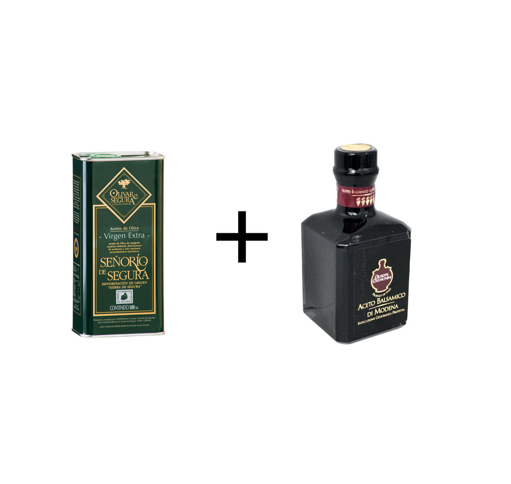 Voordeelpakket: Extra vierge olijfolie Señorio de Segura en Balsamico Azijn uit Modena