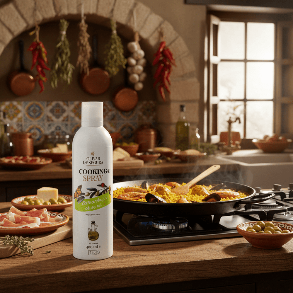 
                      
                        Olivar de Segura cooking spray | Extra vierge | Olijfolie kookspray om te bakken en braden - Casa Gomez - Spaanse biologische extra vierge olijfolie
                      
                    