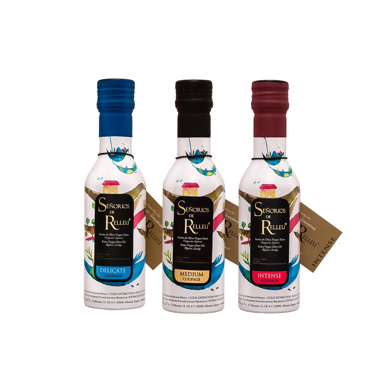 Proefpakket Señoríos de Relleu – 3x250ml Extra Vierge Olijfolie - Casa Gomez - Spaanse biologische extra vierge olijfolie