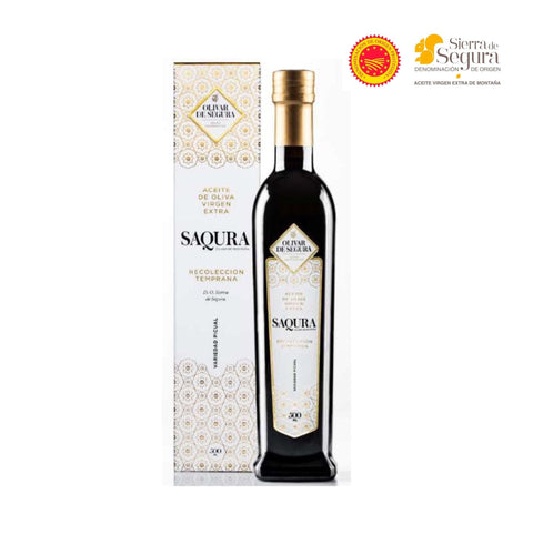 Saqura extra vierge olijfolie, fles van 500 ml met cadeauverpakking