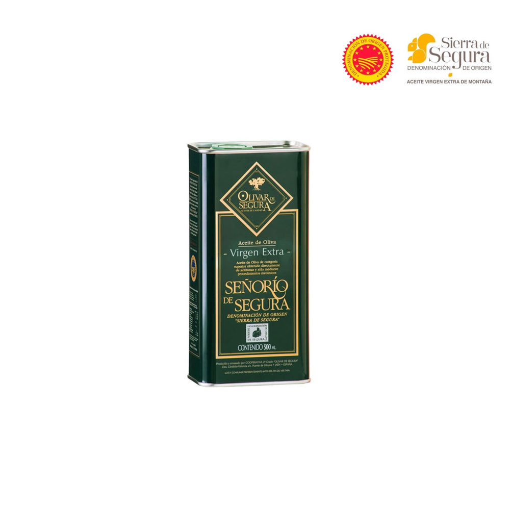 Señorío de Segura 500ml blik olijfolie| Extra vierge | Olijfolie om te bakken en braden - Casa Gomez - Spaanse biologische extra vierge olijfolie