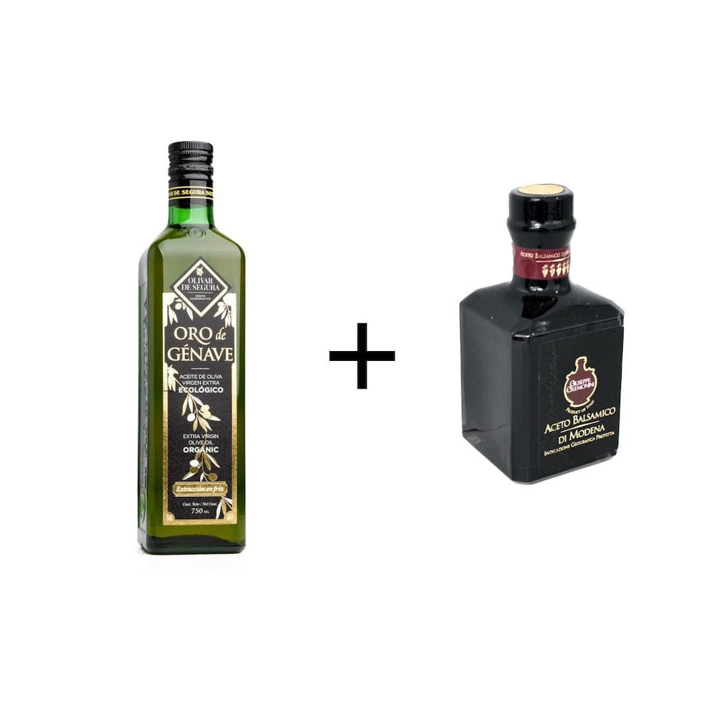 Voordeelpakket: Biologische extra vierge olijfolie Oro de Genave en Balsamico Azijn uit Modena - Casa Gomez - Spaanse biologische extra vierge olijfolie